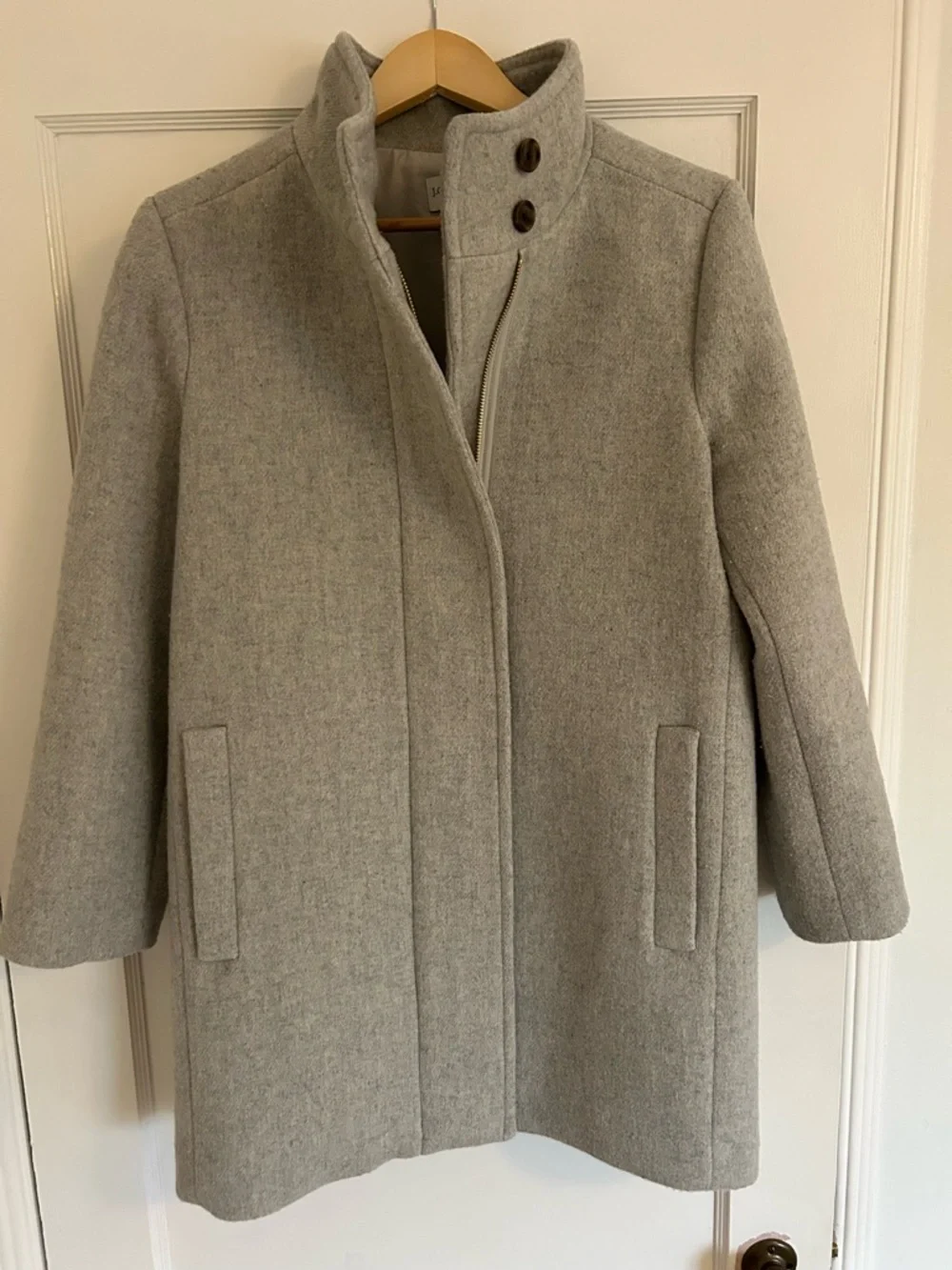 J. Crew Light Gray Wool-Blend Stand Collar City Coat - Picture 1 of 4